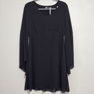 Rinascimento Boho Style Sheer Dress with Bell Sleeves Black, size M NWT